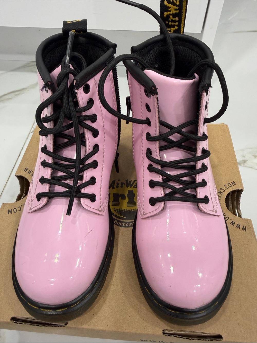 Dr. Martens 1460 Toddler Pink Patent Boots Size 9 With Box